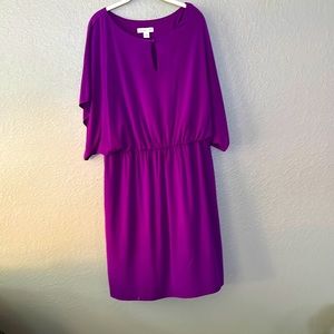 Lovely jewel tone purple dress with short sleeve dress
